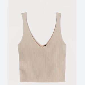 Tan Sleeveless Ribbed Tank Top